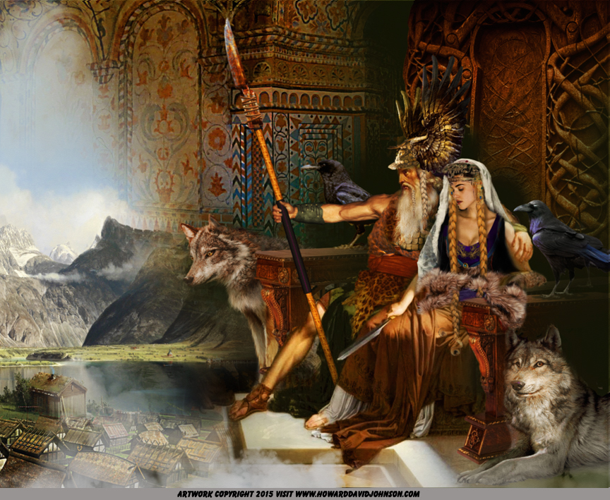 ODIN and Frigg painting on throne