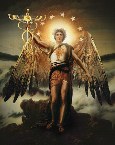 Raphael with Caduceus Staff painting Angel Art Howard David Johnson print